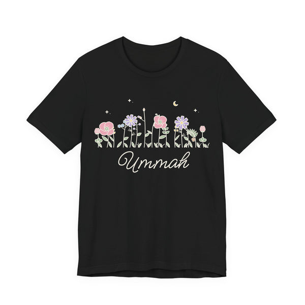 Ummah Meadow Flowers Islamic Unisex T-Shirt in Black – AdabStars