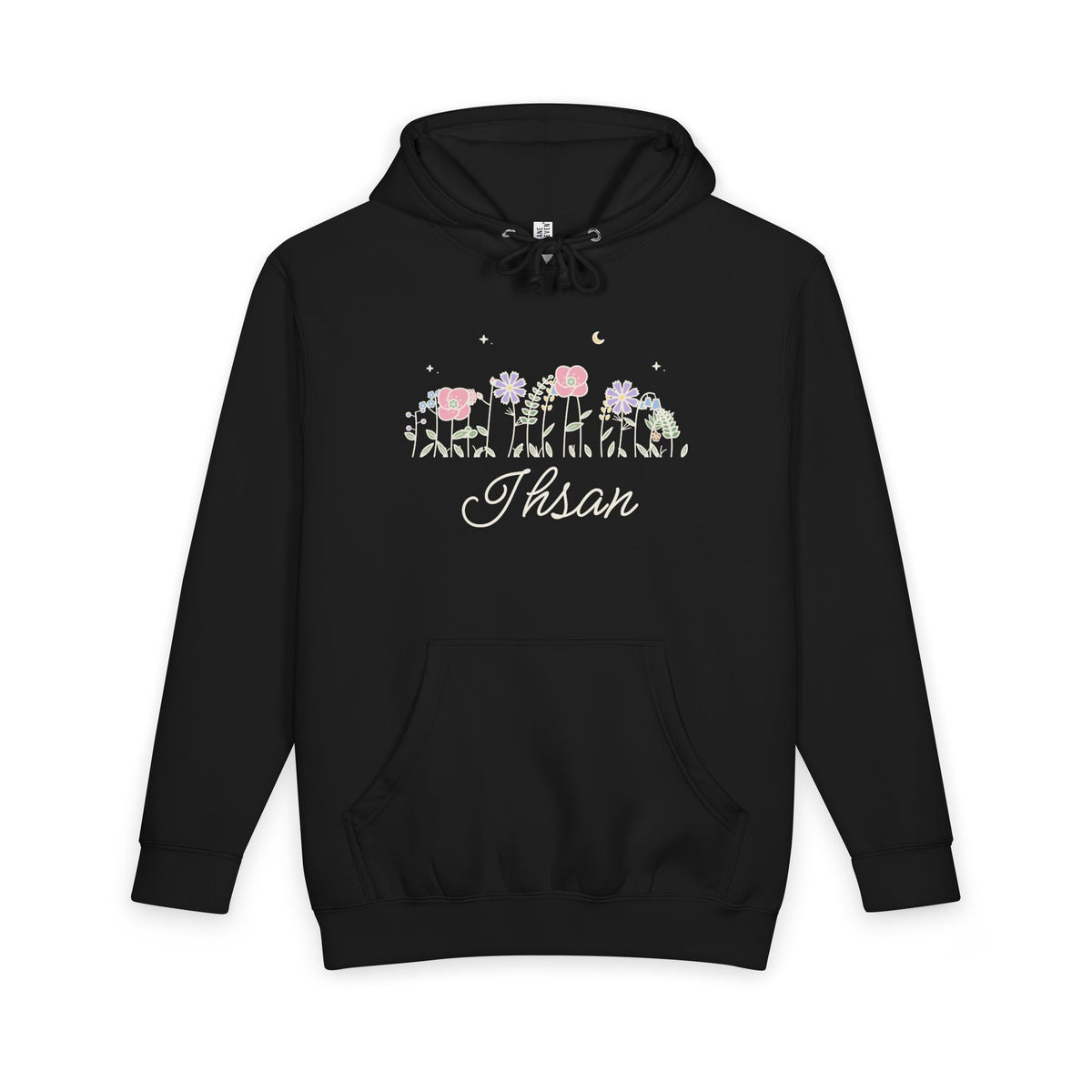 Ihsan Meadow Flowers Islamic Heavyweight Premium Heavyweight Hoodie in Black – AdabStars