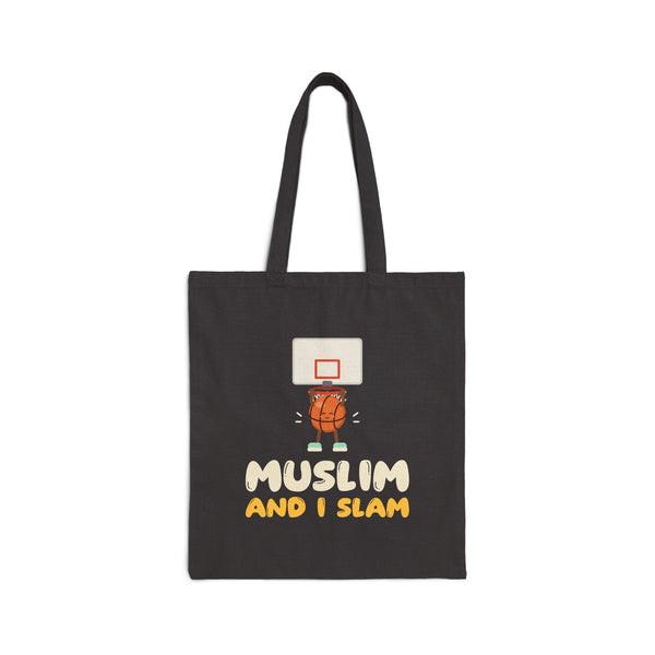 Muslim And I Slam Canvas Tote Bag in Black, double-sided print – AdabStars