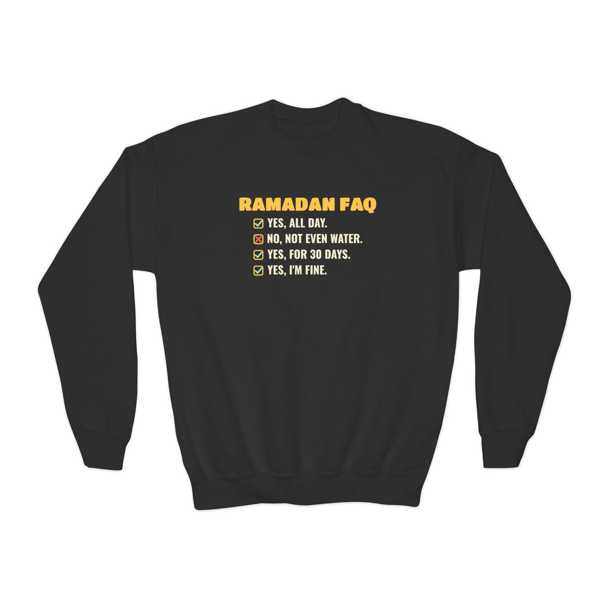 Ramadan FAQ Kids Sweatshirt in Black – AdabStars