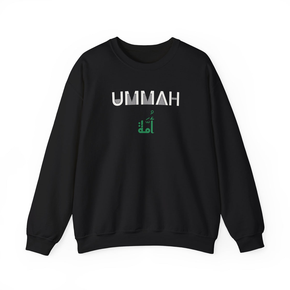Ummah Dual Language Islamic Crewneck Sweatshirt in Black – AdabStars