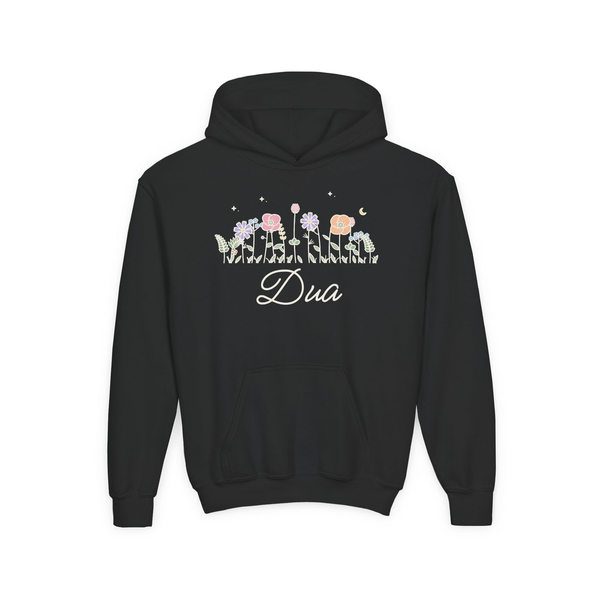 Dua Meadow Flowers Islamic Kids Hoodie in Black – AdabStars