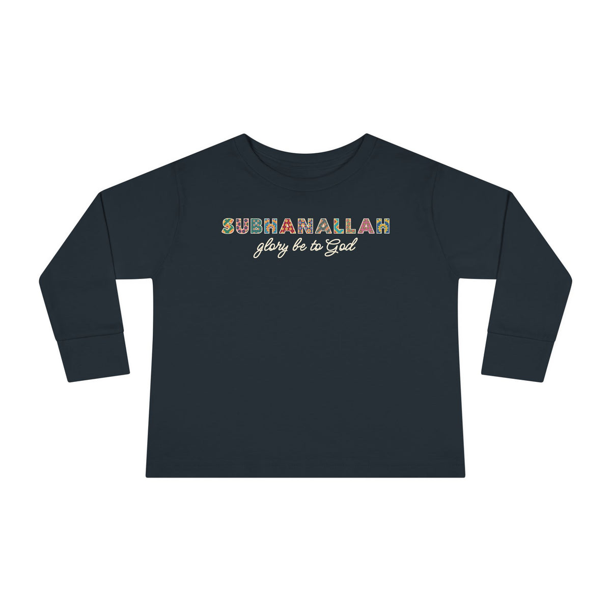 Subhanallah Patterned Letters Islamic Toddler Toddler Long Sleeve Shirt in Black – AdabStars