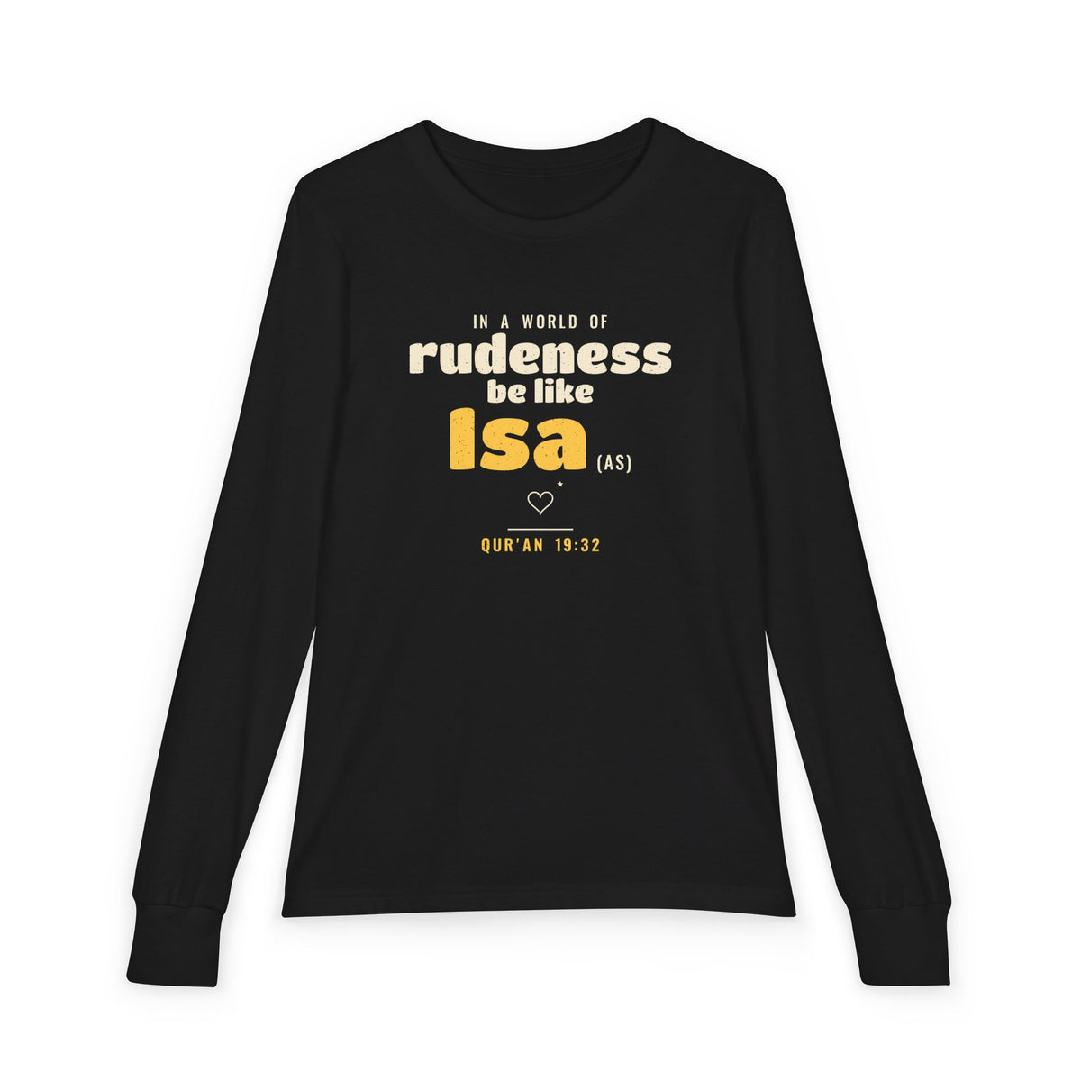Be Like Isa (AS) Kids Long Sleeve Shirt, Front Print | Prophet Isa (Jesus) Gentleness Story | AdabStars