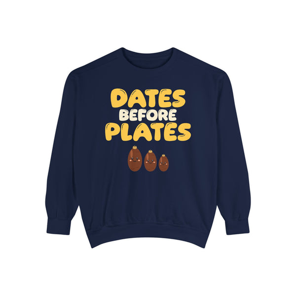 Dates Before Plates Ramadan Sweatshirt | Ramadan Iftar Kids Family Food Pun | AdabStars Islamic Apparel