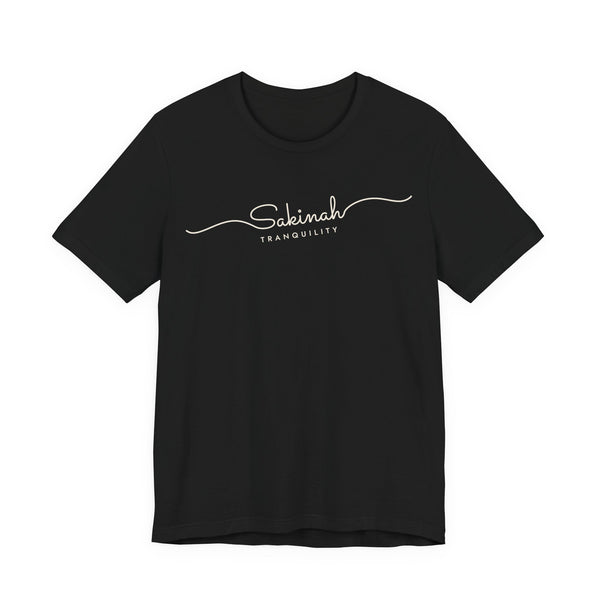 Sakinah Fine Line Script Islamic Unisex T-Shirt in Black – AdabStars