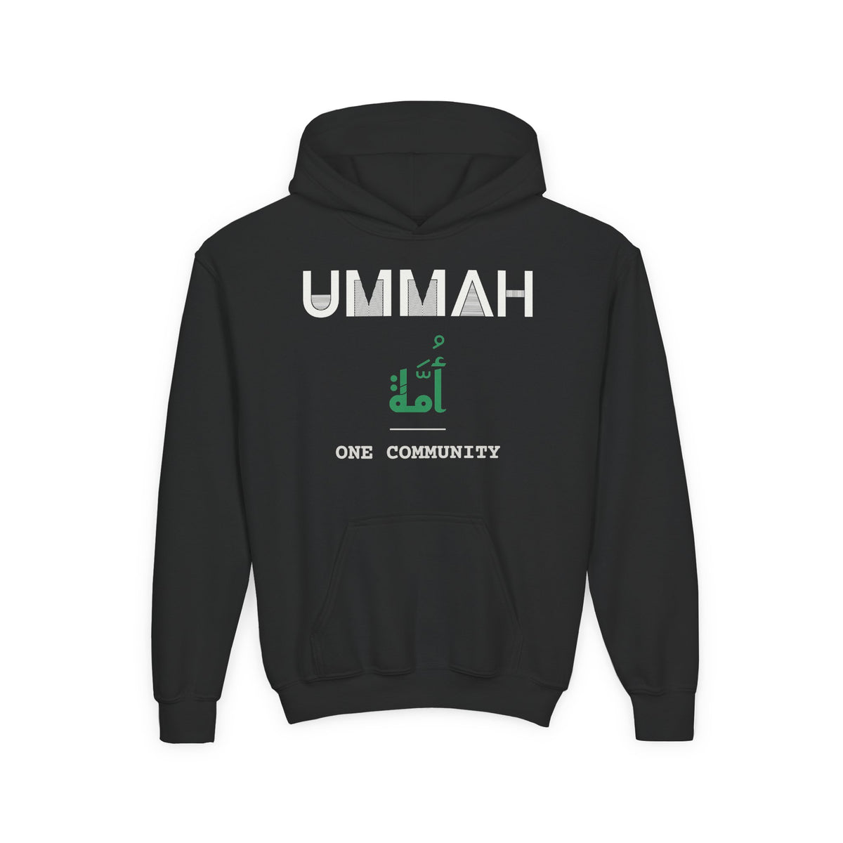 Ummah Dual Language with English Meaning Islamic Kids Hoodie in Black – AdabStars