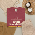 With Hardship Comes Ease Heavyweight Tee, Front Print | Surah Ash-Sharh Qur'an 94:5-6 Islamic Reminder | AdabStars