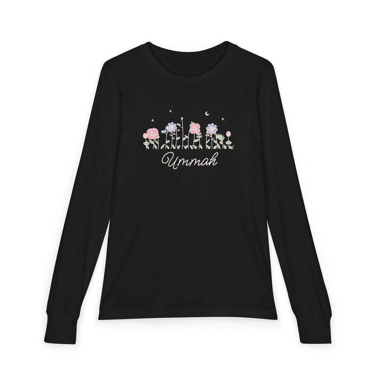 Ummah Meadow Flowers Kids Long Sleeve Shirt in Black – AdabStars
