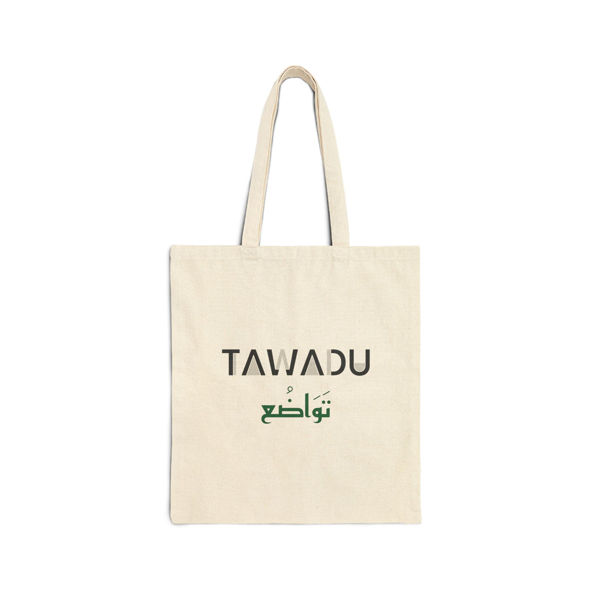 Tawadu Dual Language Islamic Canvas Tote Bag in Natural, one-sided print – AdabStars