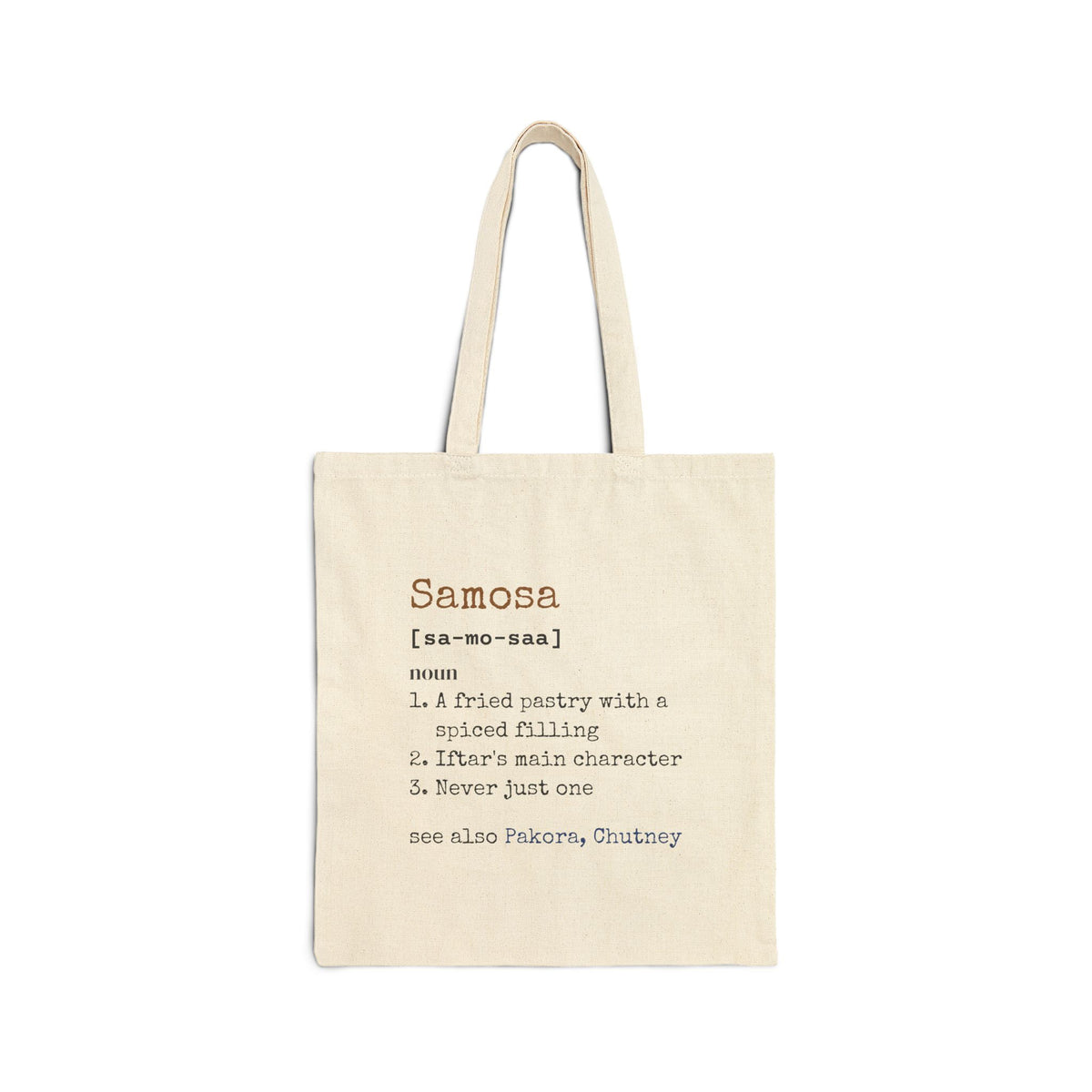 Samosa Definition Canvas Tote Bag in Natural, double-sided print – AdabStars