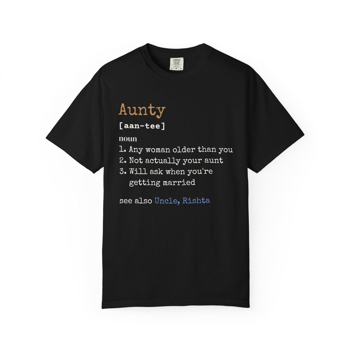 Aunty Definition Ramadan Heavyweight Tee | Desi Humor When Are You Getting Married | AdabStars Islamic Apparel
