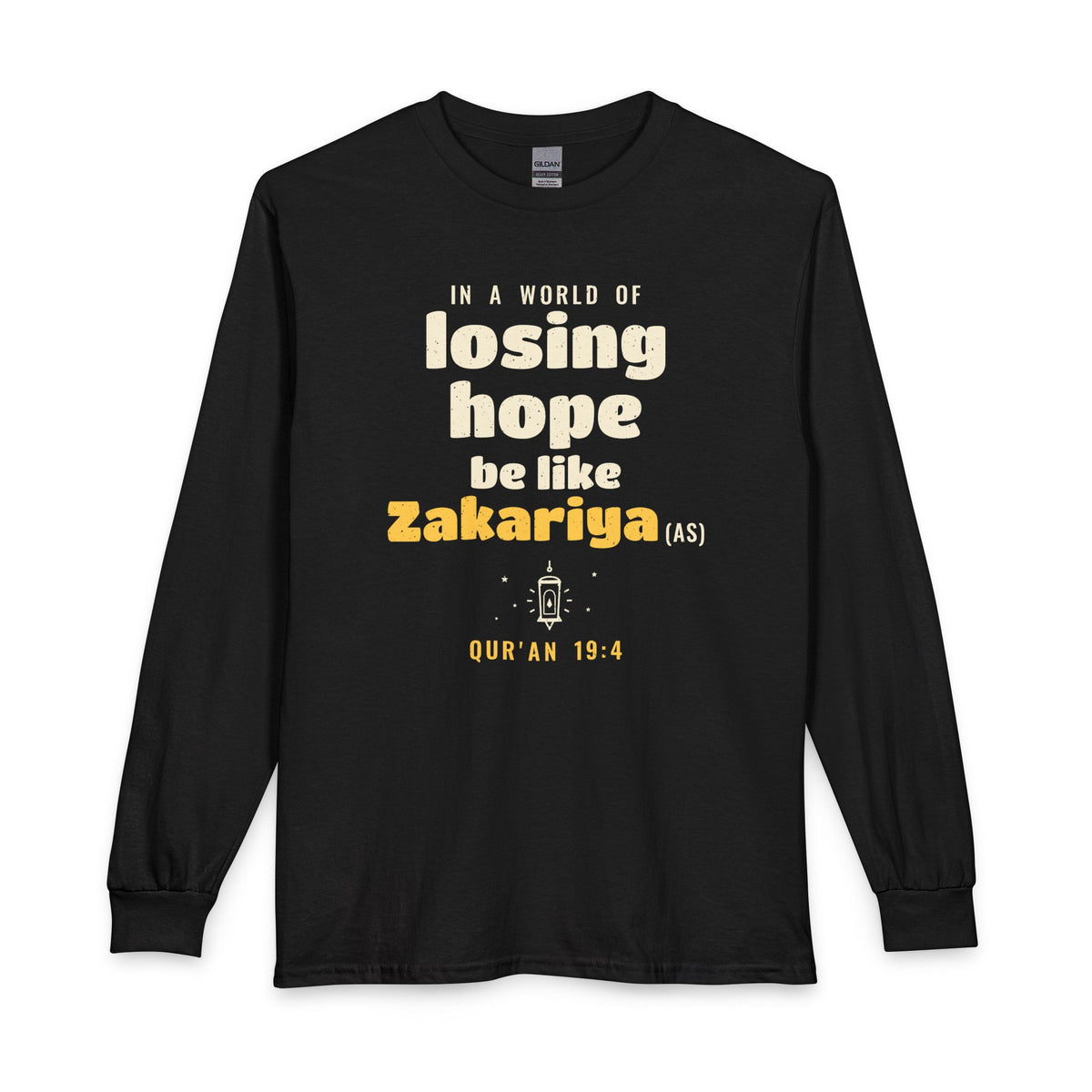 Be Like Zakariya (AS) Long Sleeve Shirt in Black, front and back print – AdabStars