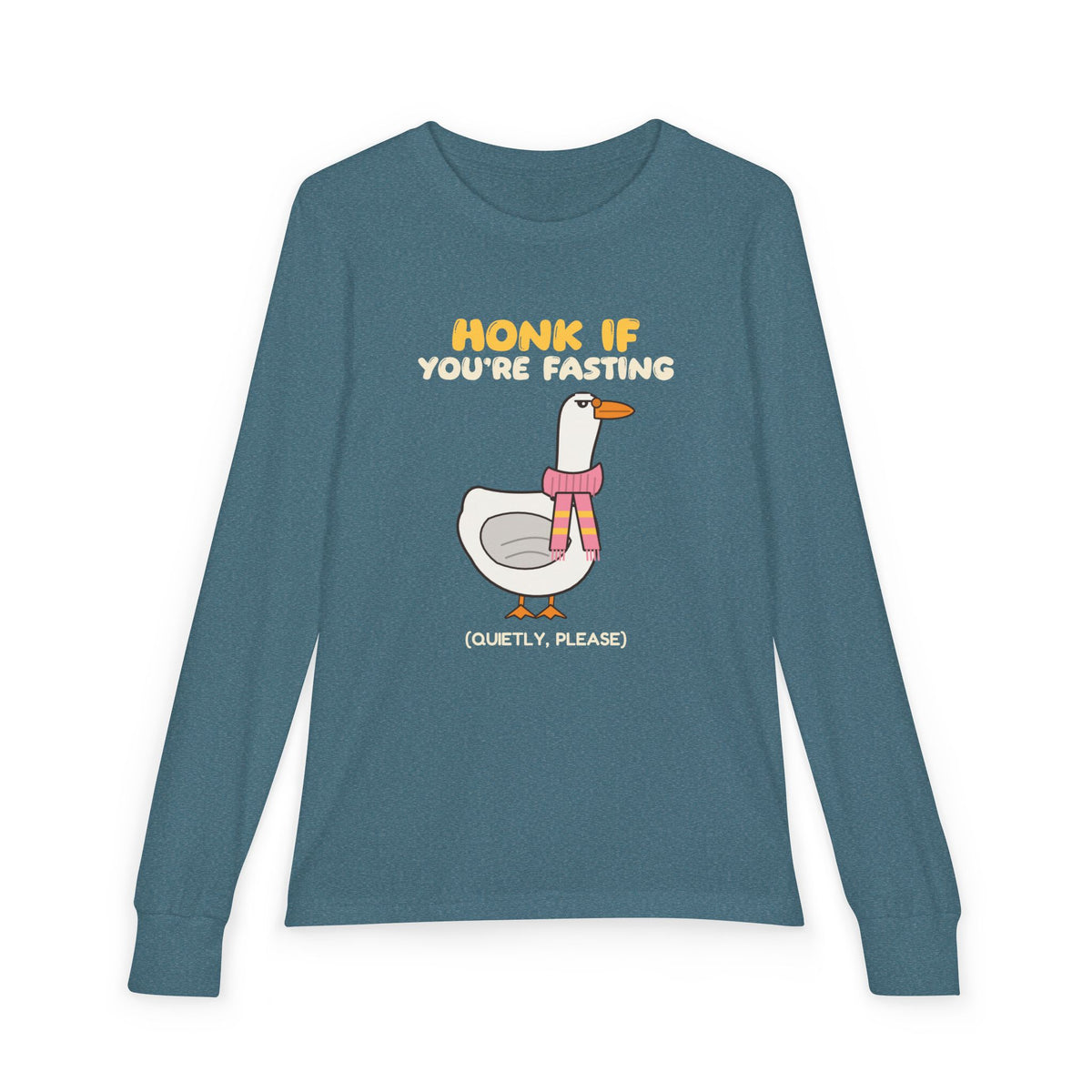 Honk If You're Fasting Kids Kids Long Sleeve Shirt in Heather Deep Teal – AdabStars