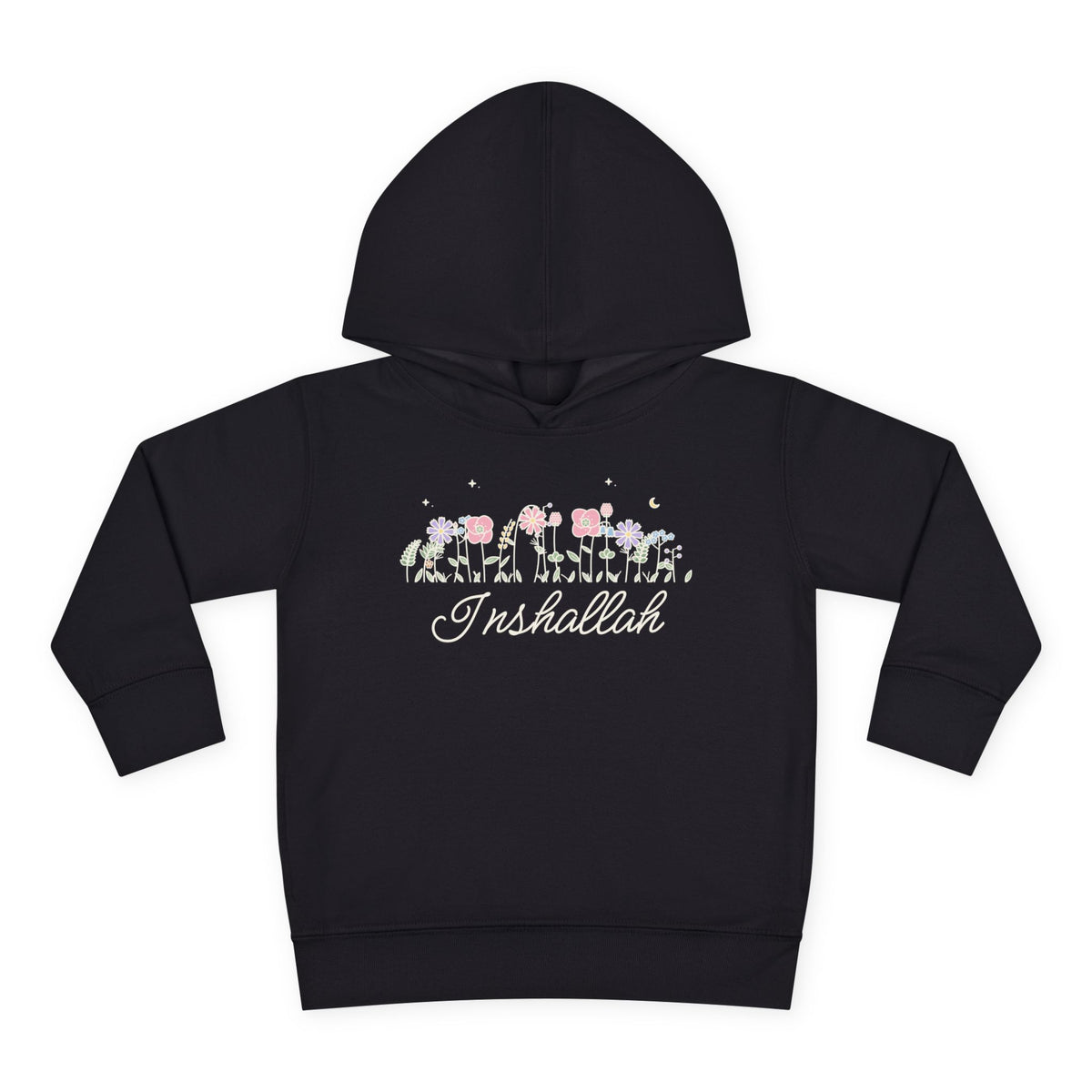 Inshallah Meadow Flowers Islamic Toddler Hoodie in Black – AdabStars