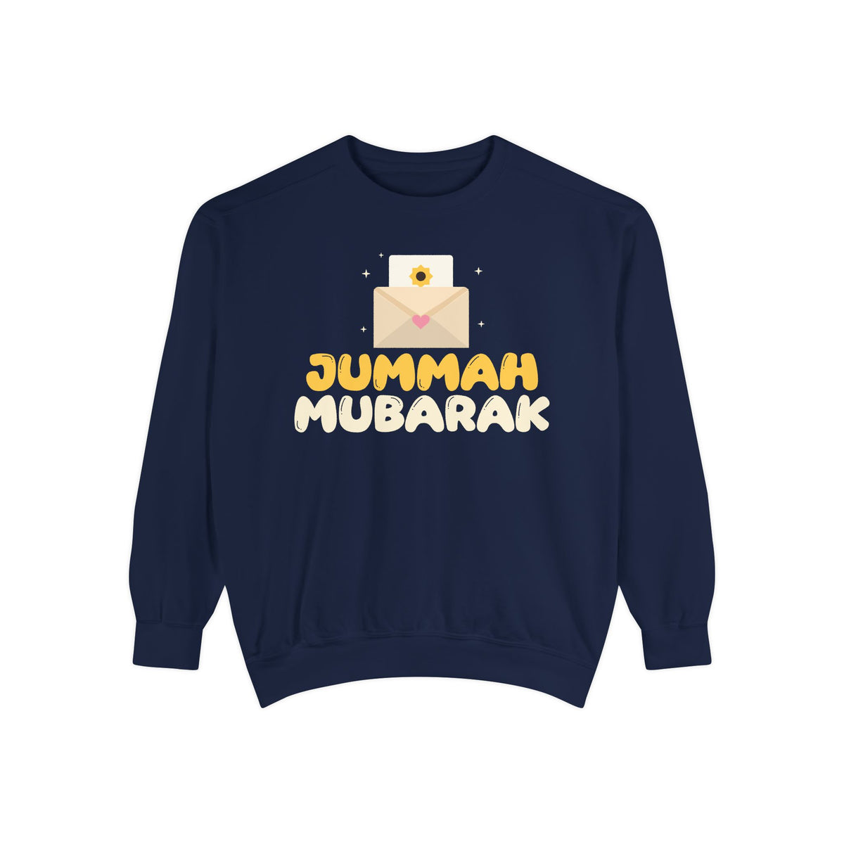 Jummah Mubarak Envelope Islamic Premium Sweatshirt in True Navy – AdabStars