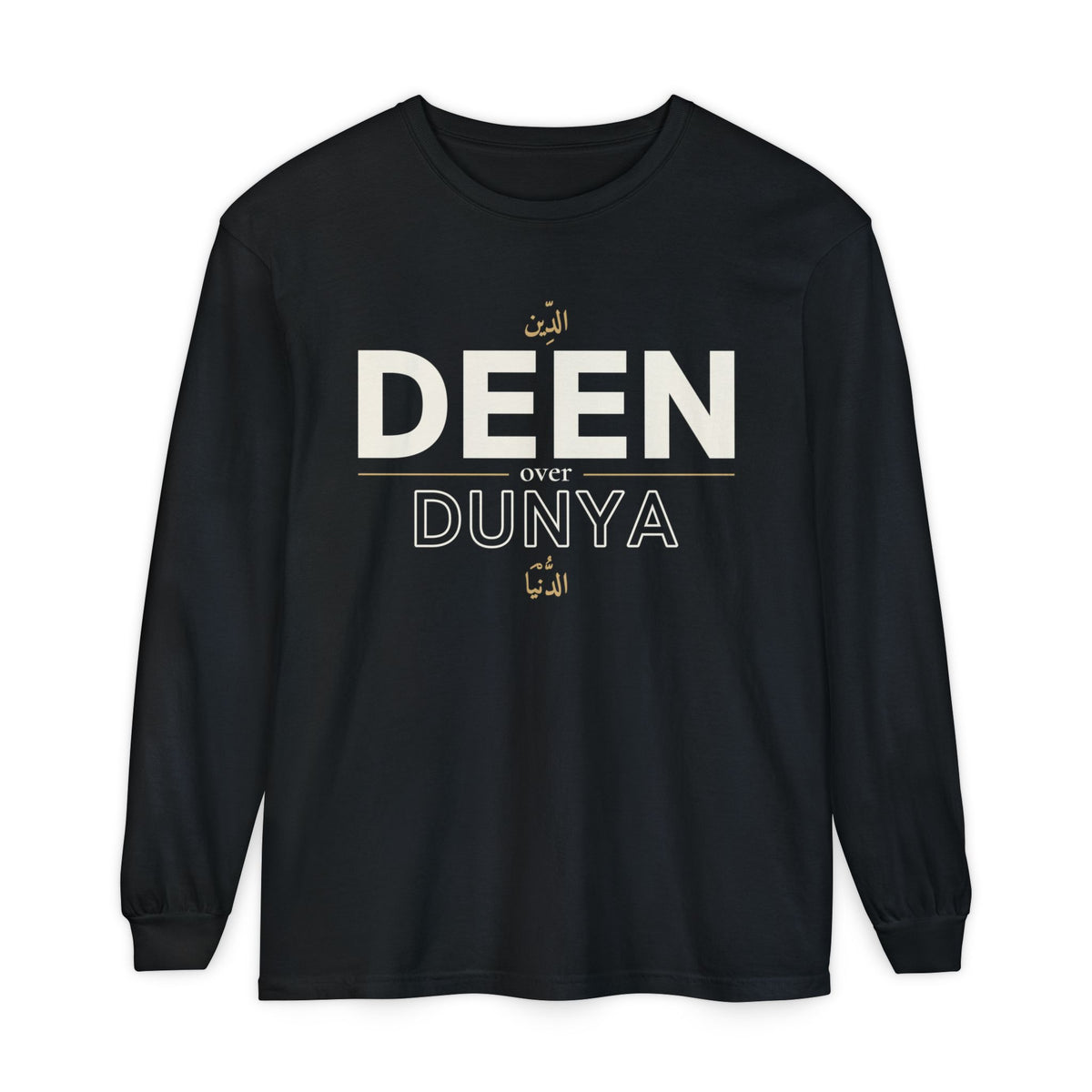 Deen over Dunya Islamic Heavyweight Long Sleeve Shirt in Black – AdabStars