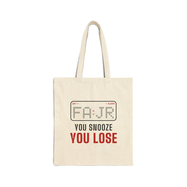 Fajr You Snooze You Lose Islamic Canvas Tote Bag in Natural, one-sided print – AdabStars