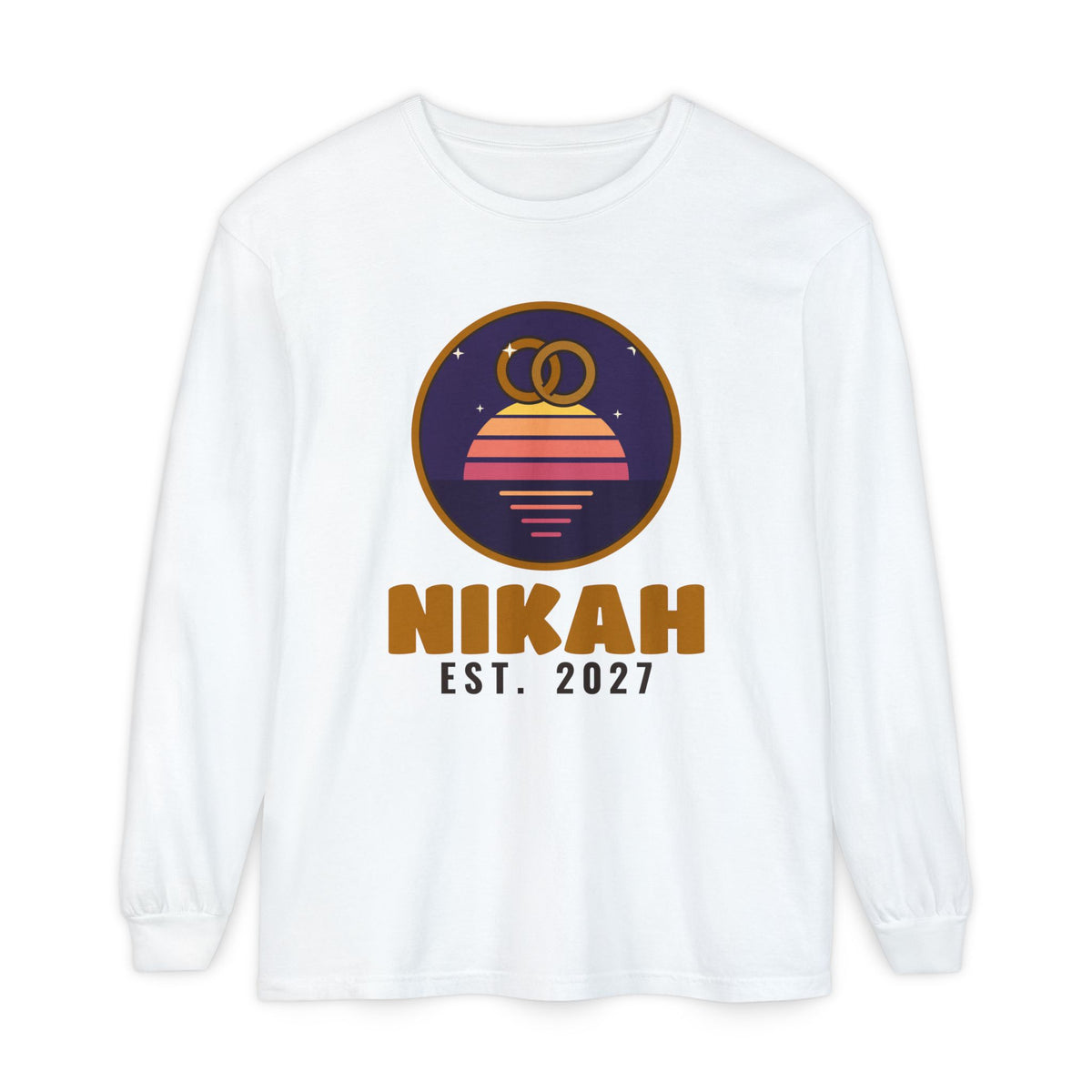 Nikah Est. 2027 Islamic Heavyweight Long Sleeve Shirt in White – AdabStars