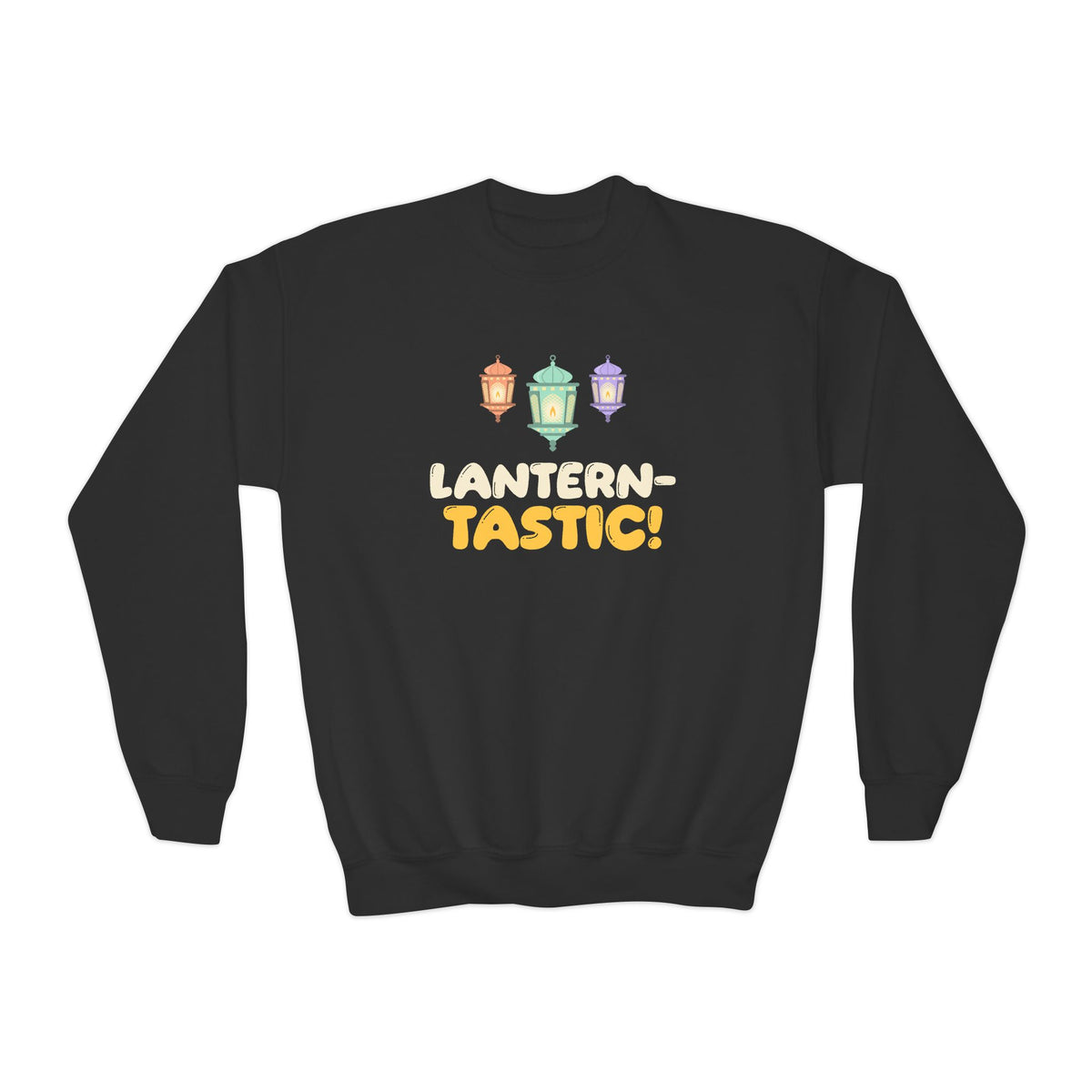 Lantern-Tastic! Ramadan Kids Sweatshirt | Tastic Ramadan Kids Three Lanterns Fanoos Pun Cute | AdabStars Islamic Kids Apparel