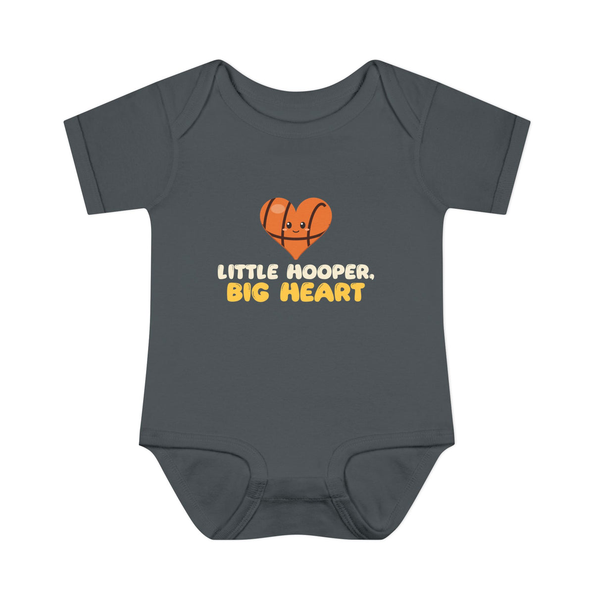 Little Hooper, Big Heart Muslim Baby Bodysuit in Charcoal – AdabStars