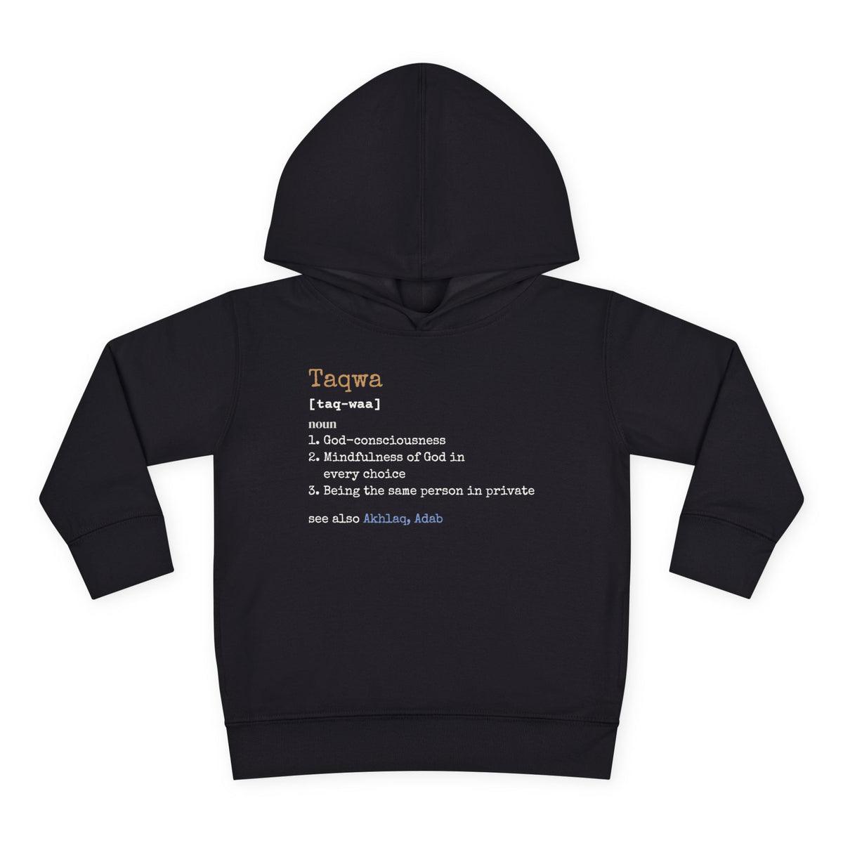 Taqwa Definition Islamic Toddler Hoodie in Black – AdabStars