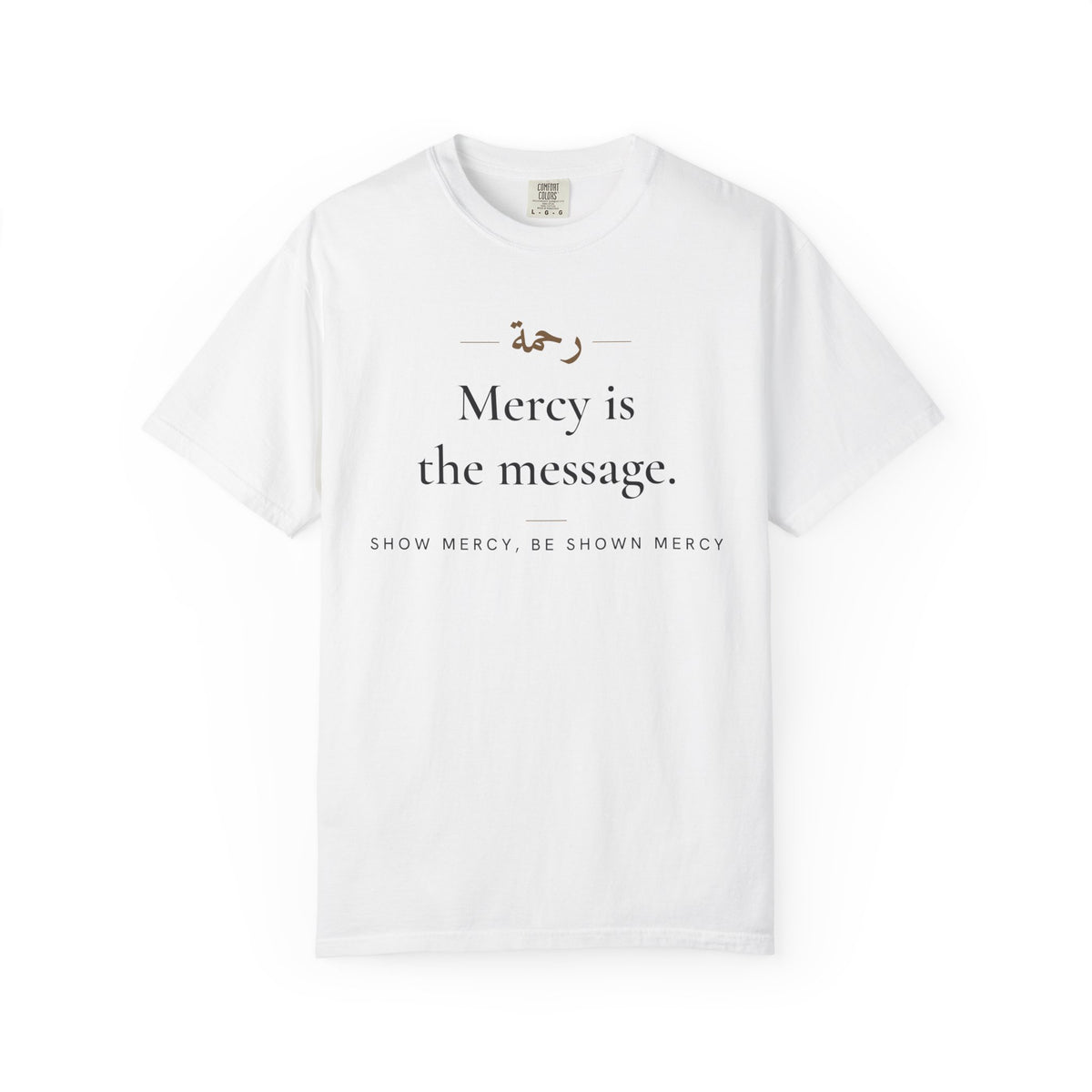 Mercy is the message Islamic Heavyweight T-Shirt in White, front and back print – AdabStars