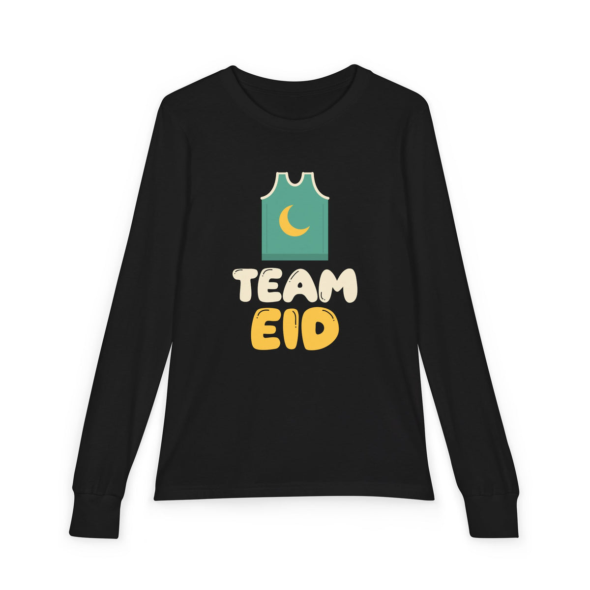 Team Eid Kids Long Sleeve Shirt | Basketball Jersey Crescent Moon Family Matching | AdabStars Islamic Apparel