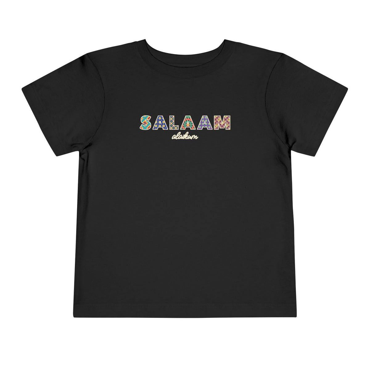 Salaam Patterned Letters Islamic Toddler T-Shirt in Black – AdabStars