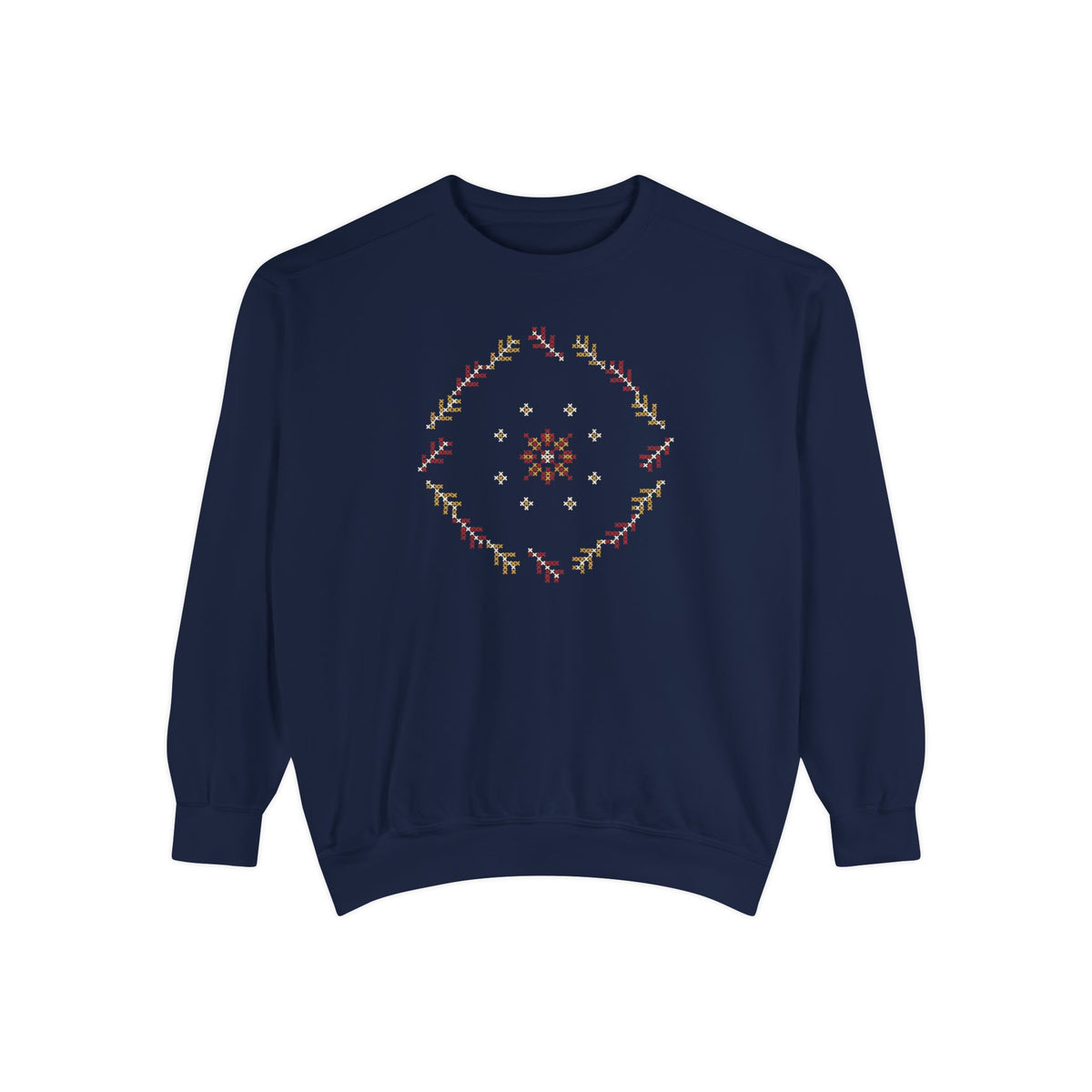 Tatreez Feather Wreath Islamic Premium Sweatshirt in True Navy – AdabStars
