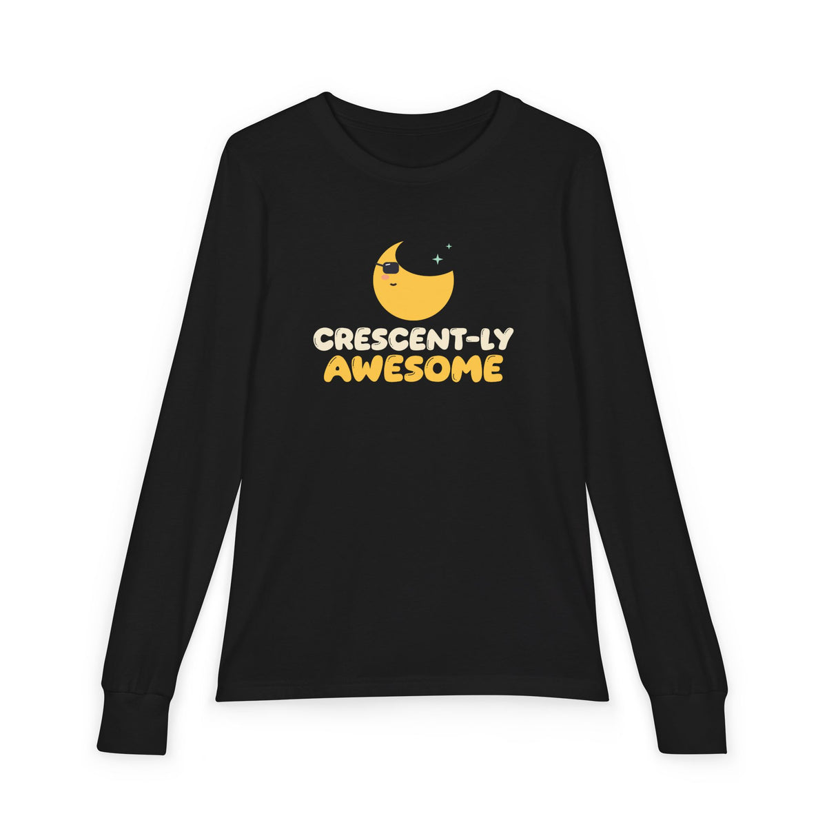 Crescent-ly Awesome Ramadan Kids Long Sleeve Shirt | Crescently Awesome Ramadan Eid Kids Cool Moon Sunglasses Pun | AdabStars Islamic Kids Apparel