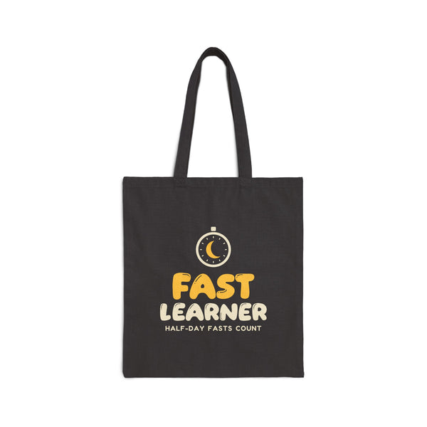 Fast Learner Canvas Tote Bag in Black, double-sided print – AdabStars