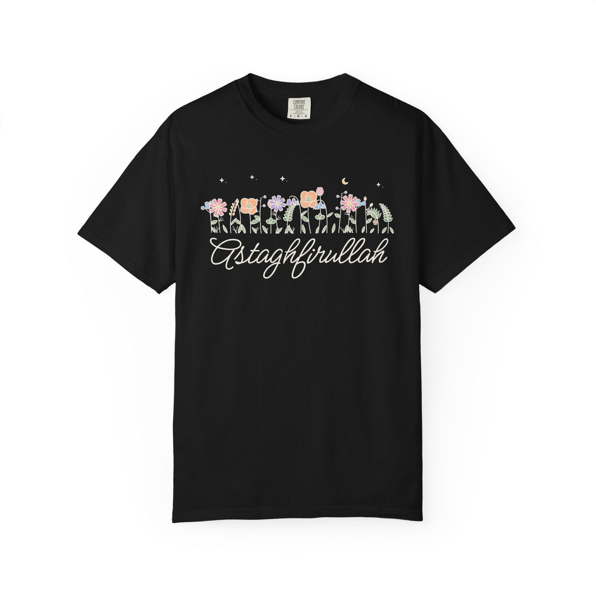Astaghfirullah Meadow Flowers Islamic Heavyweight T-Shirt in Black – AdabStars