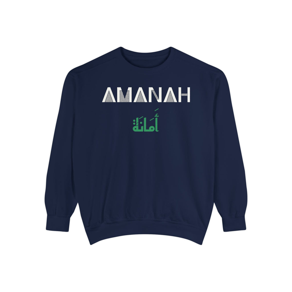 Amanah Dual Language Islamic Premium Sweatshirt in True Navy – AdabStars
