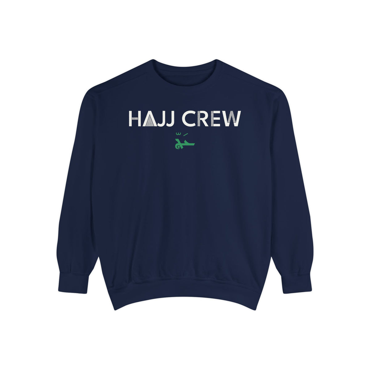Hajj Crew Arabic and English Premium Sweatshirt in True Navy – AdabStars