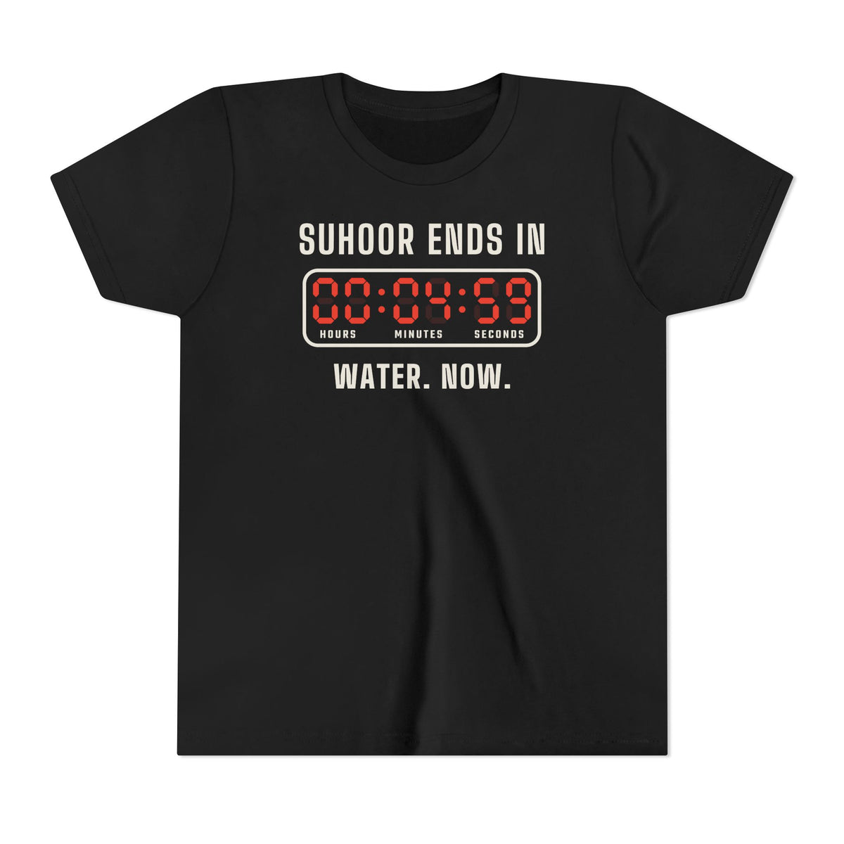 Suhoor Ends In 00:04:59 Kids T-Shirt in Black – AdabStars