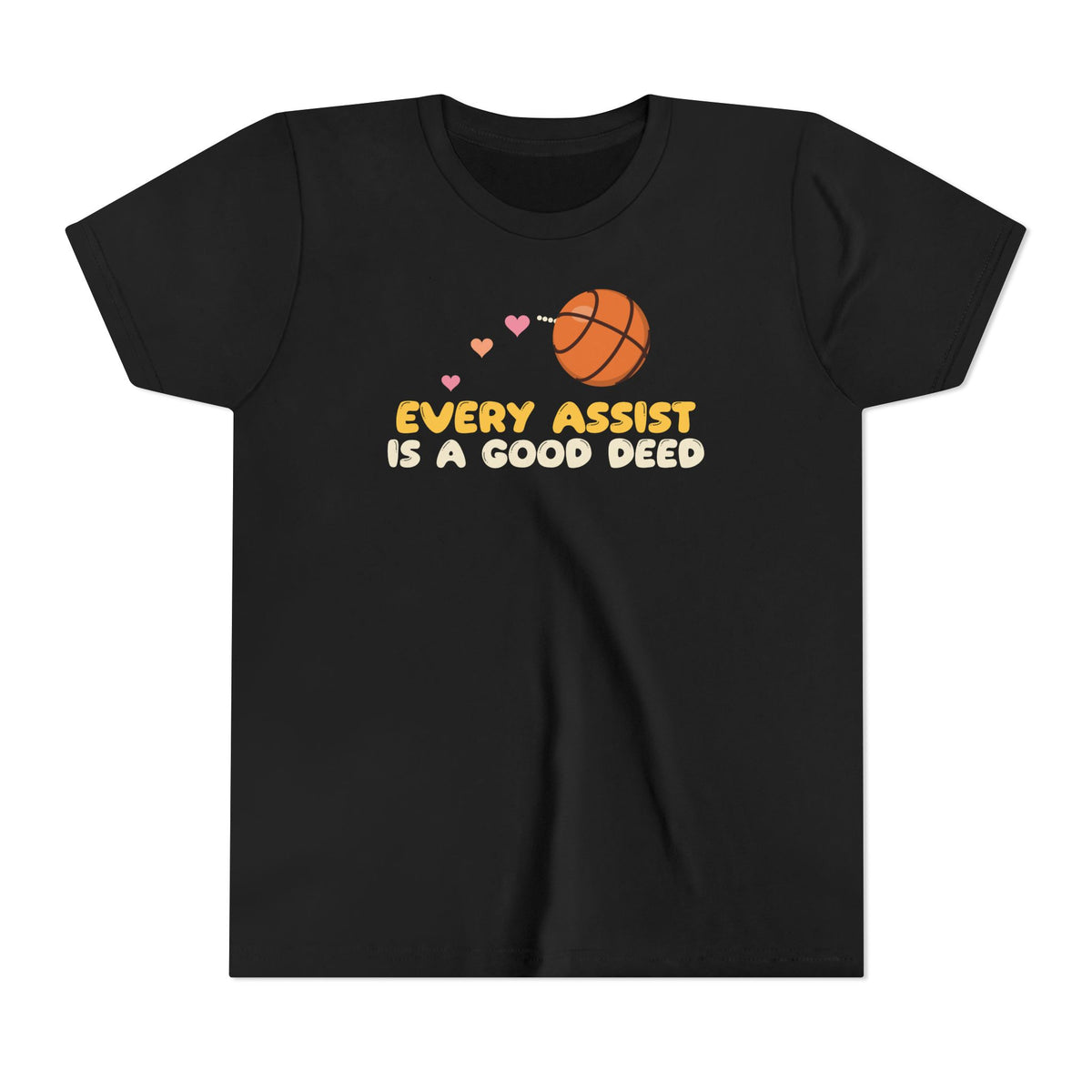 Every Assist Is A Good Deed Muslim Kids Tee | Muslim Kids Basketball Every Assist Is A Good Deed Hearts | AdabStars Islamic Kids Apparel