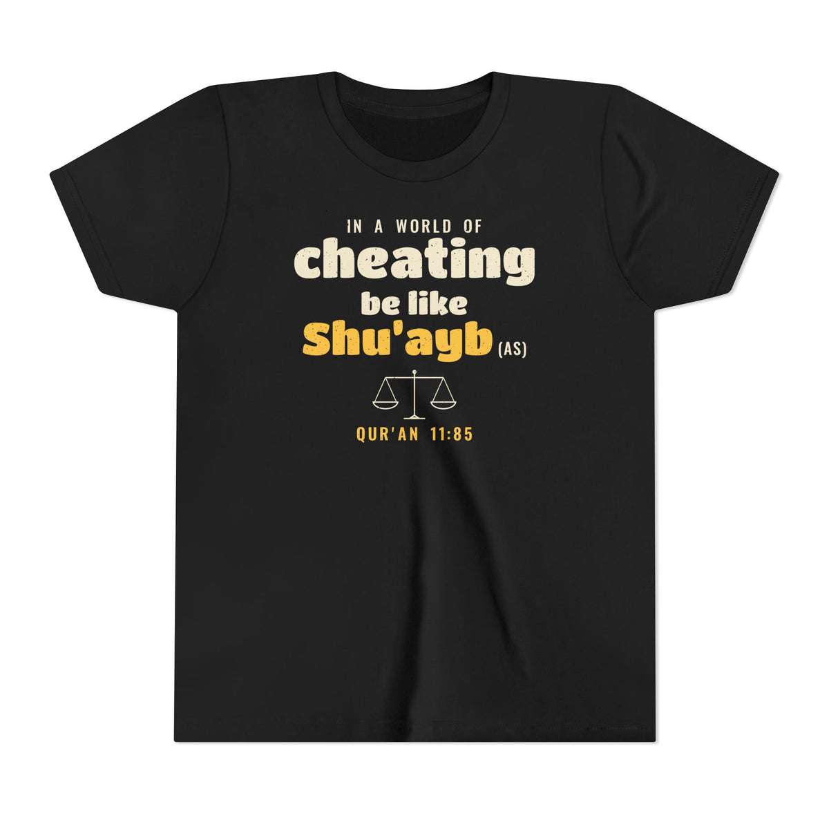 Be Like Shu'ayb (AS) Kids Tee | Prophet Shu'ayb Honesty Story, Qur'an 11:84-85 on the Back | AdabStars
