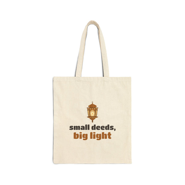 Small Deeds, Big Light Canvas Tote Bag in Natural, double-sided print – AdabStars