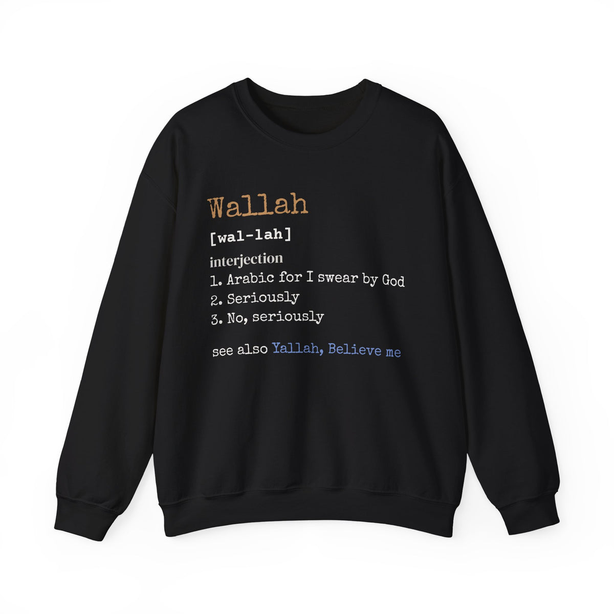 Wallah Definition Islamic Crewneck Sweatshirt in Black – AdabStars