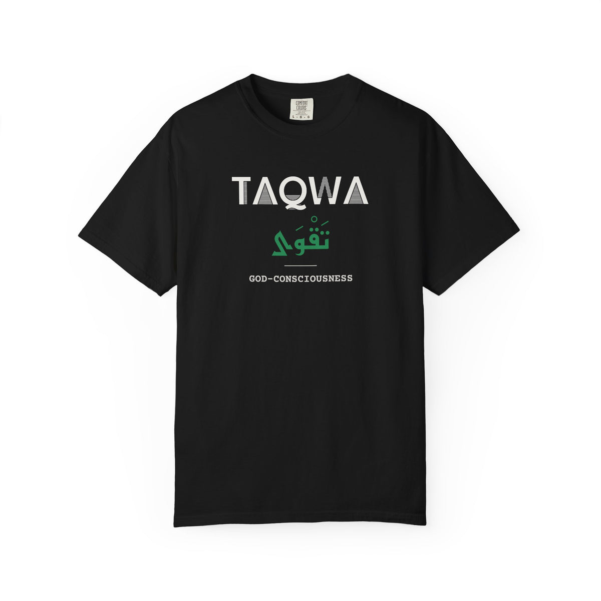 Taqwa Dual Language with English Meaning Islamic Heavyweight T-Shirt in Black – AdabStars