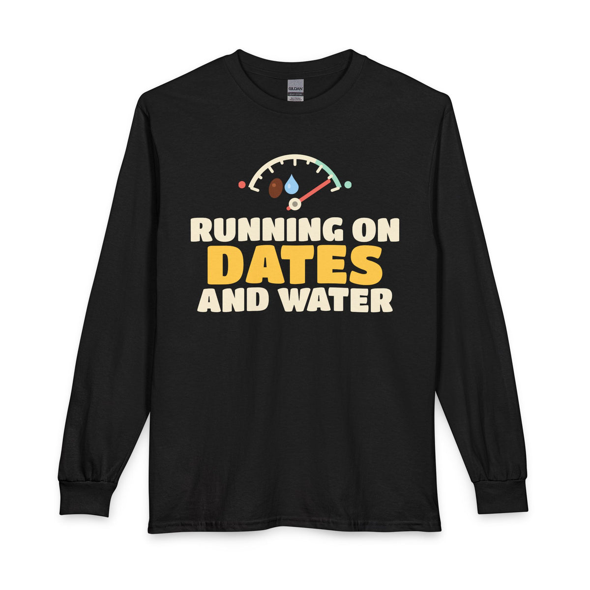 Running On Dates And Water Ramadan Long Sleeve Shirt in Black – AdabStars