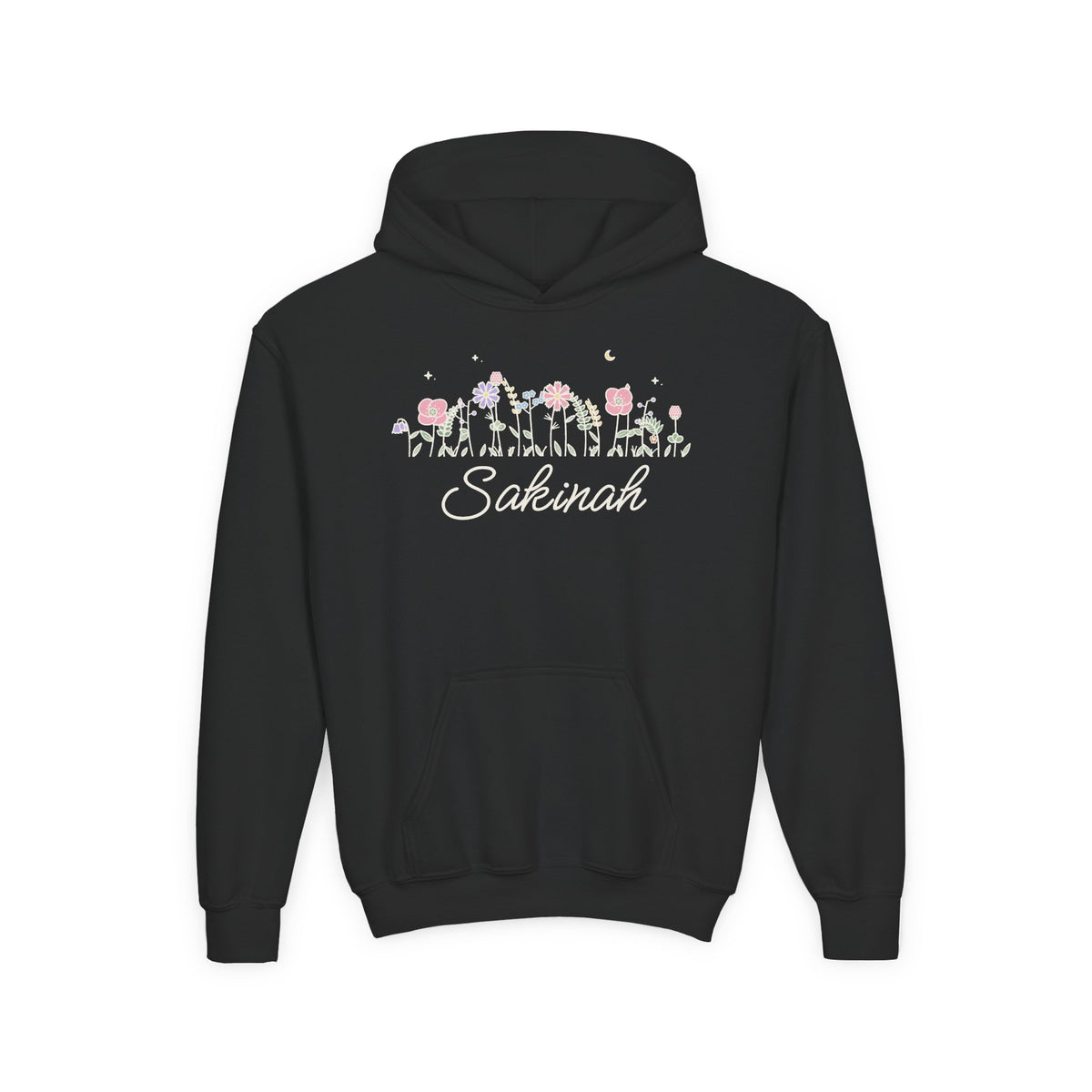 Sakinah Meadow Flowers Islamic Kids Hoodie in Black – AdabStars