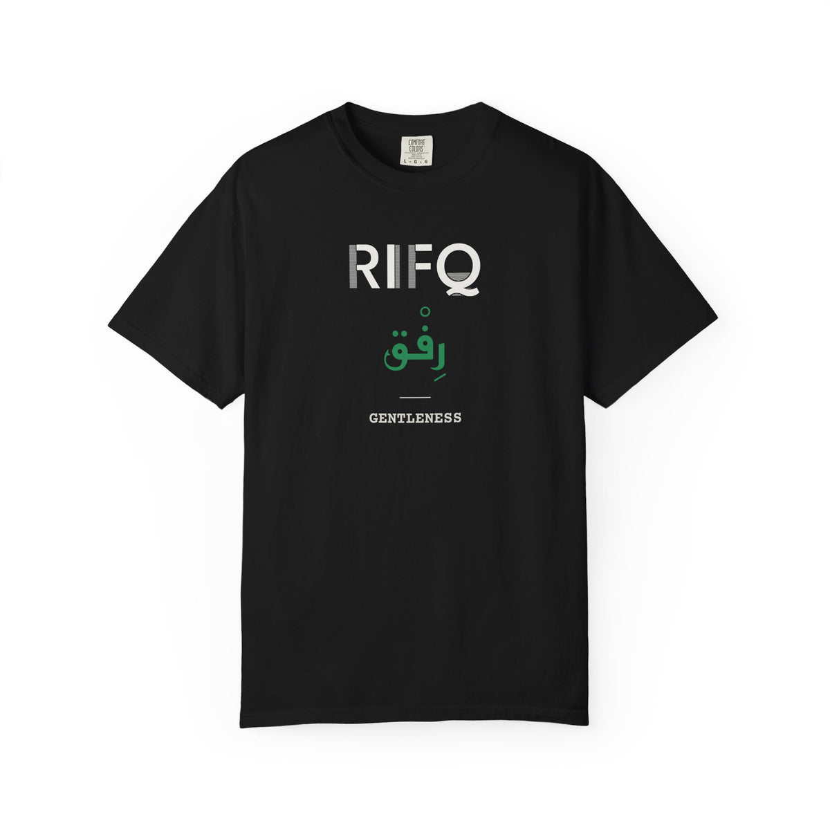 Rifq Dual Language with English Meaning Islamic Heavyweight T-Shirt in Black – AdabStars