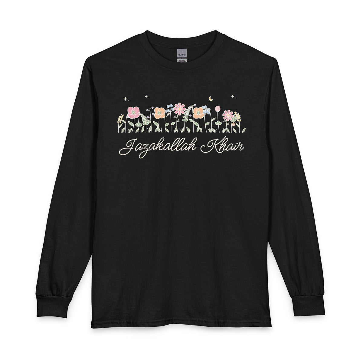 Jazakallah Khair Meadow Flowers Islamic Long Sleeve Shirt in Black – AdabStars