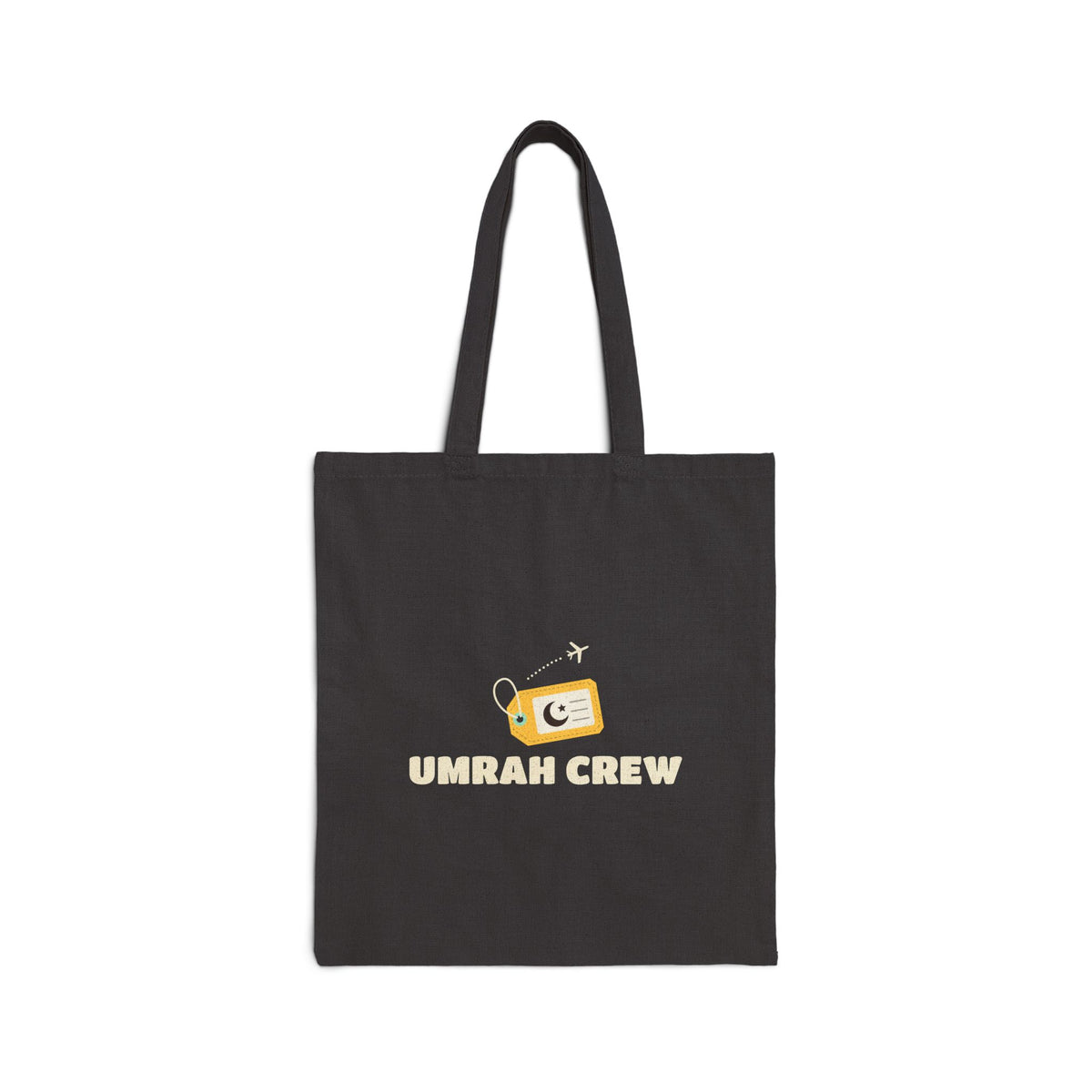 Umrah Crew Canvas Tote Bag in Black, one-sided print – AdabStars