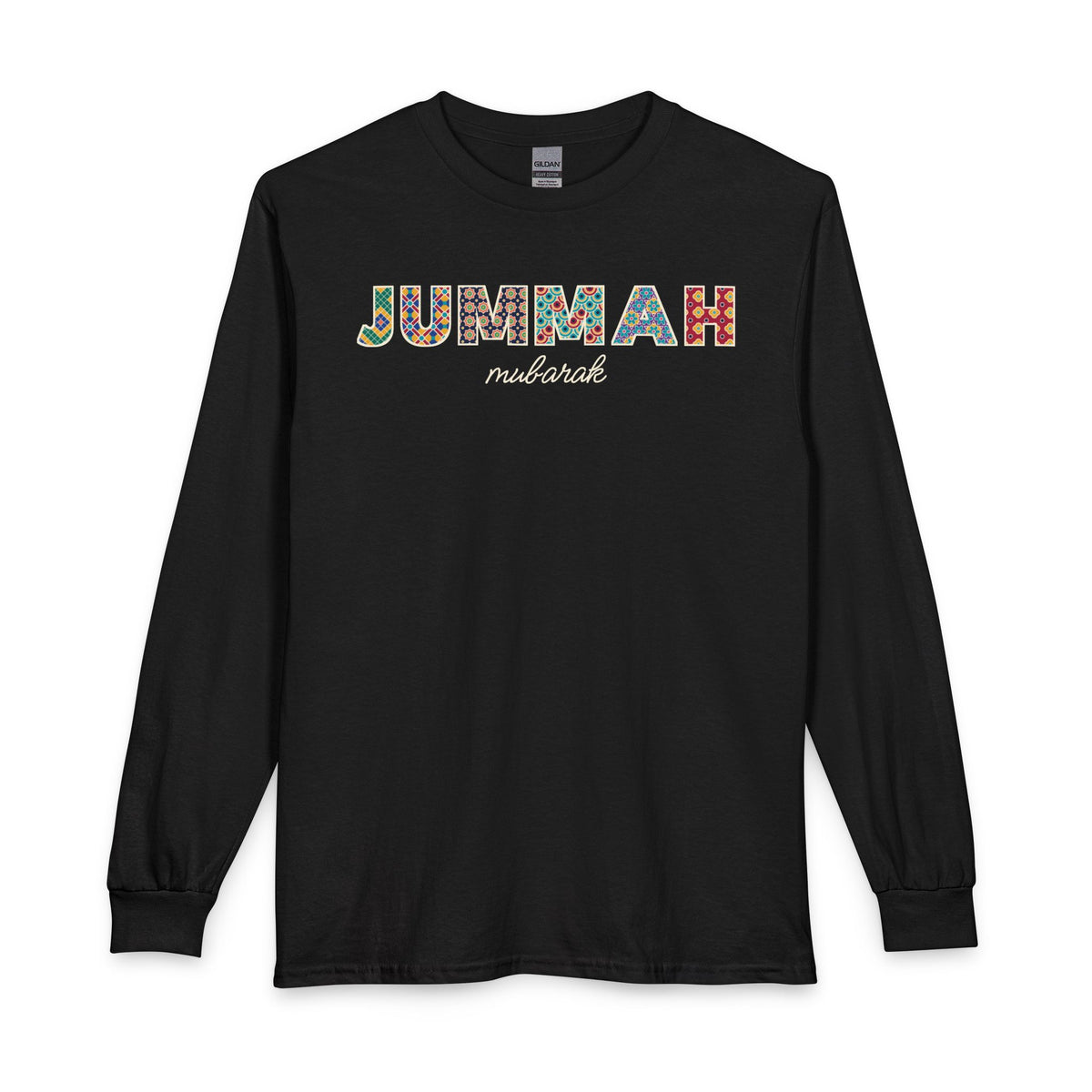 Jummah Mubarak Patterned Letters Islamic Long Sleeve Shirt in Black – AdabStars