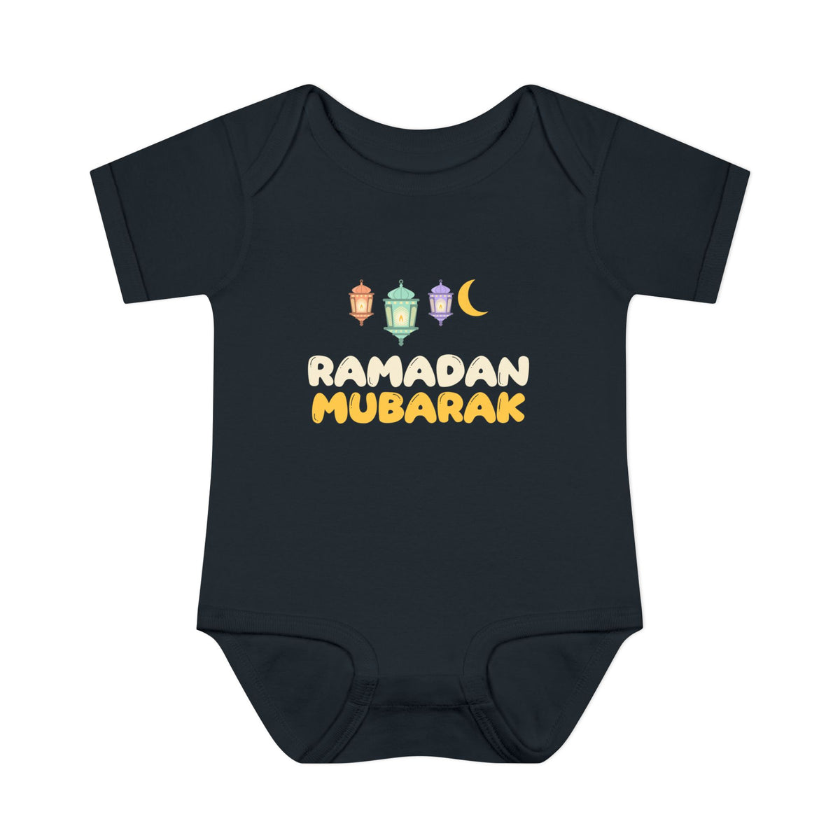 Ramadan Mubarak Lanterns Baby Bodysuit in Black – AdabStars