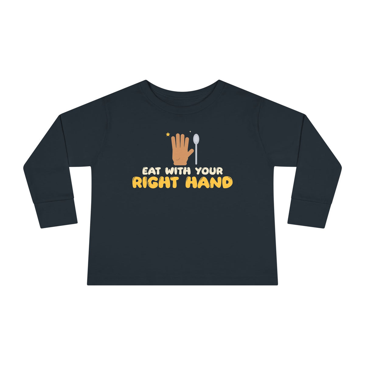 Eat With Your Right Hand Islamic Toddler Toddler Long Sleeve Shirt in Black – AdabStars