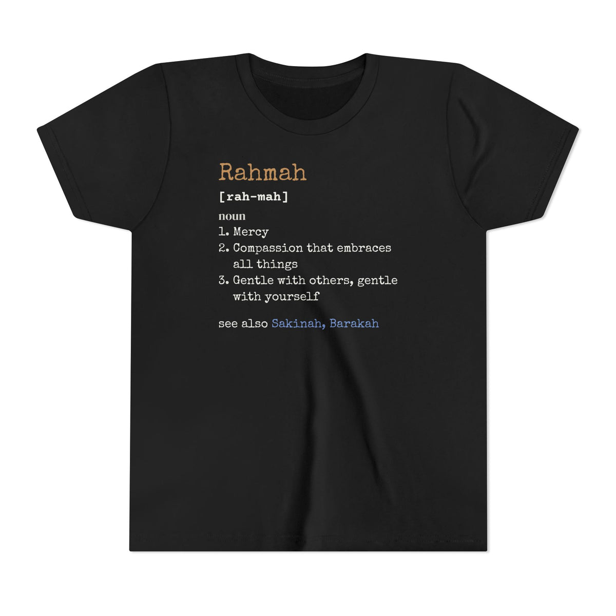 Rahmah Definition Islamic Kids T-Shirt in Black – AdabStars